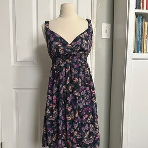 H&M Purple and Black Butterfly Midi Dress